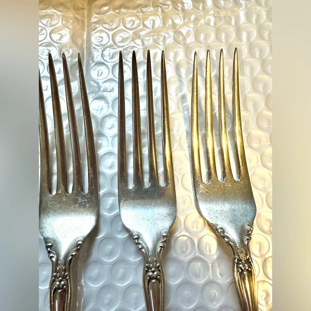 6 Wallace Sterling Silver Forks 7 1/8” Old Atlanta 268 Grams‎